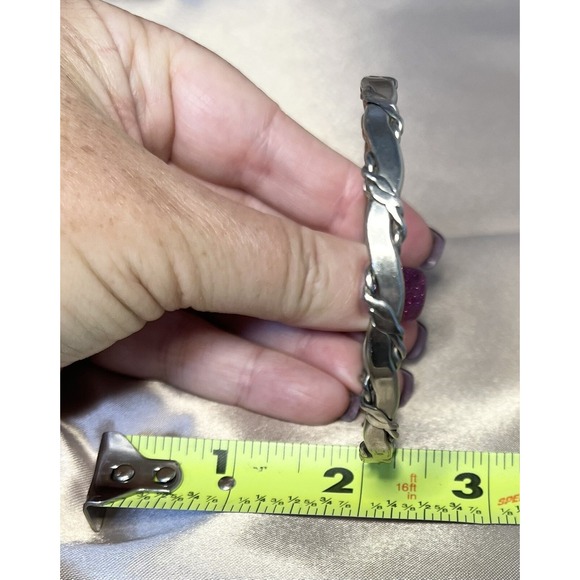 Vintage Taxco Sterling Silver 925 Rope Detail Bangle Bracelet Minimalist Design - Picture 5 of 13